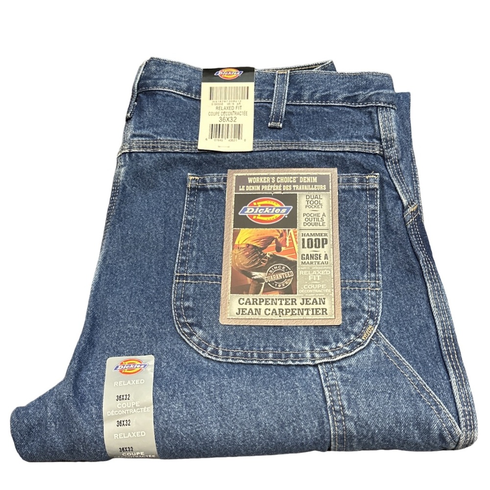 DICKIES 2007 men's relaxed fit carpenter jeans, dual tool pocket. 36 x 32. BNWT.